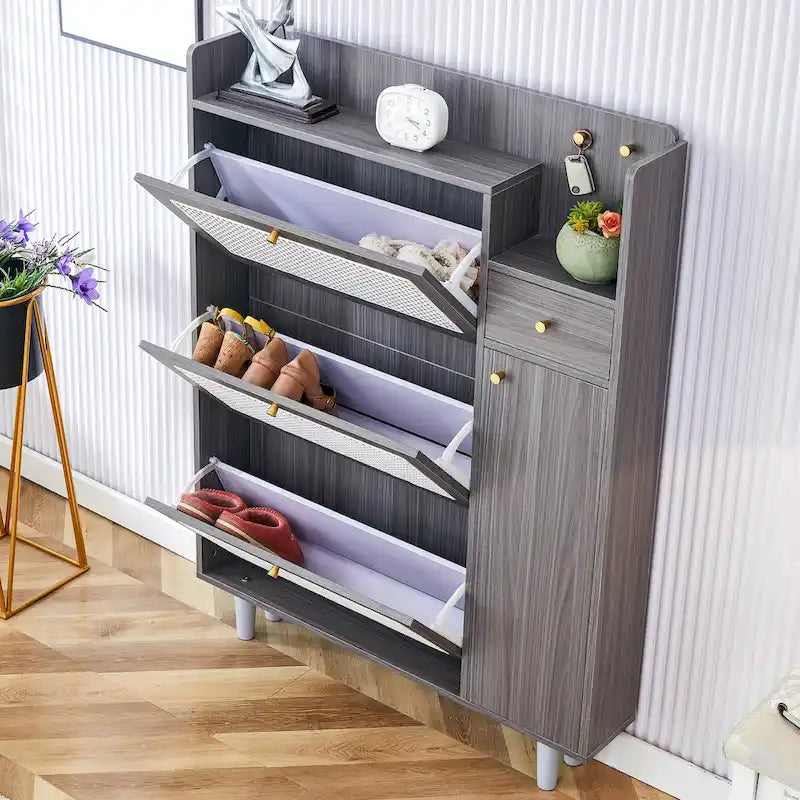 Modern minimalist storage cabinet, Japanese rattan shoe cabinet, bed top cabinet, small home furniture