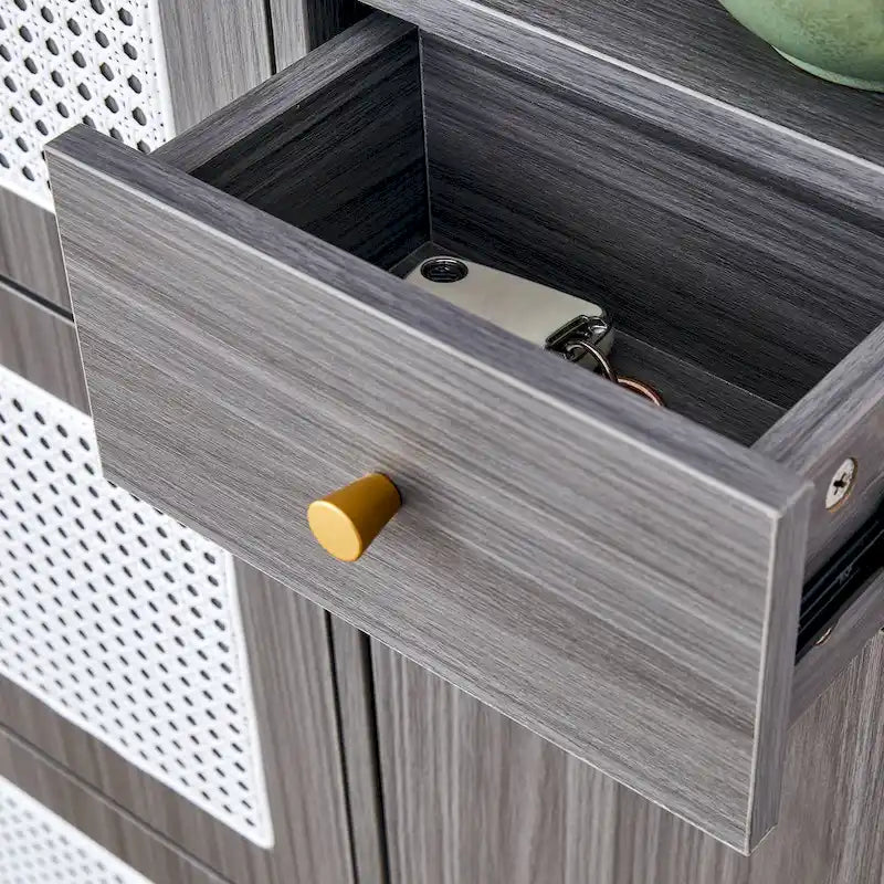 Modern minimalist storage cabinet, Japanese rattan shoe cabinet, bed top cabinet, small home furniture