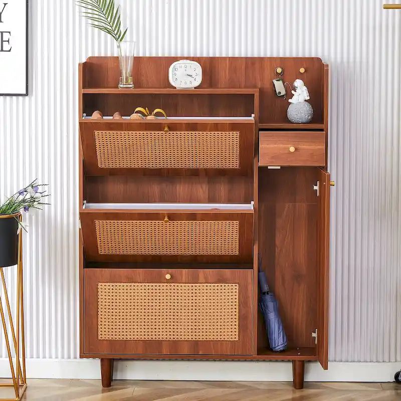 Modern minimalist storage cabinet, Japanese rattan shoe cabinet, bed top cabinet, small home furniture
