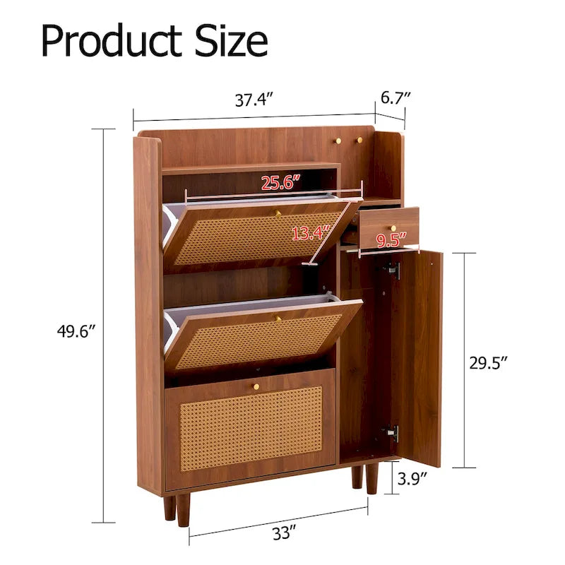 Modern minimalist storage cabinet, Japanese rattan shoe cabinet, bed top cabinet, small home furniture