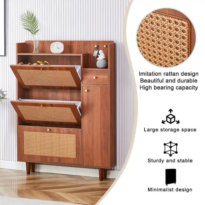Modern minimalist storage cabinet, Japanese rattan shoe cabinet, bed top cabinet, small home furniture
