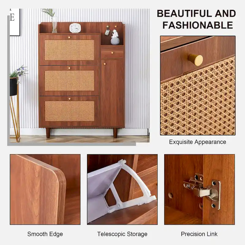 Modern minimalist storage cabinet, Japanese rattan shoe cabinet, bed top cabinet, small home furniture