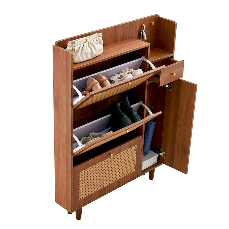 Modern minimalist storage cabinet, Japanese rattan shoe cabinet, bed top cabinet, small home furniture