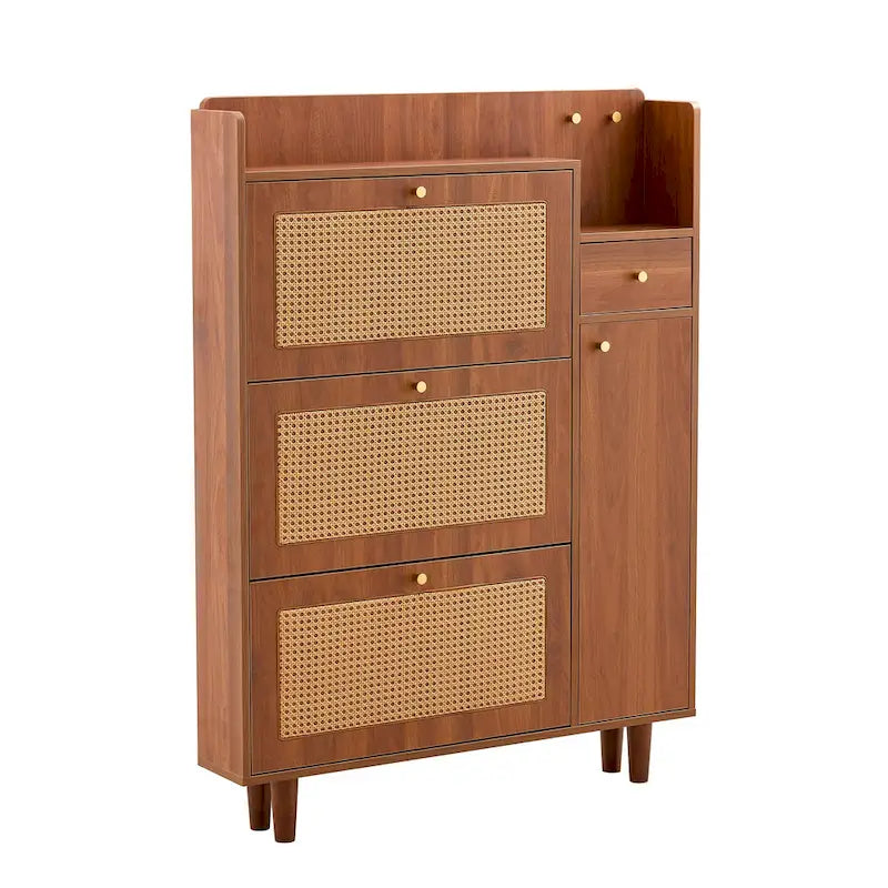 Modern minimalist storage cabinet, Japanese rattan shoe cabinet, bed top cabinet, small home furniture