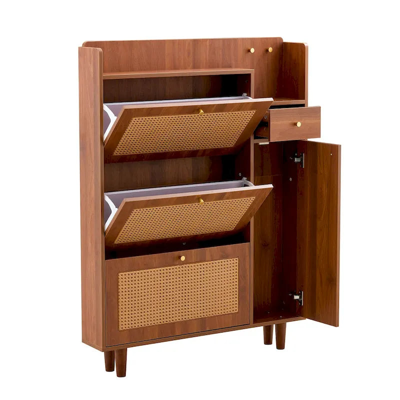 Modern minimalist storage cabinet, Japanese rattan shoe cabinet, bed top cabinet, small home furniture