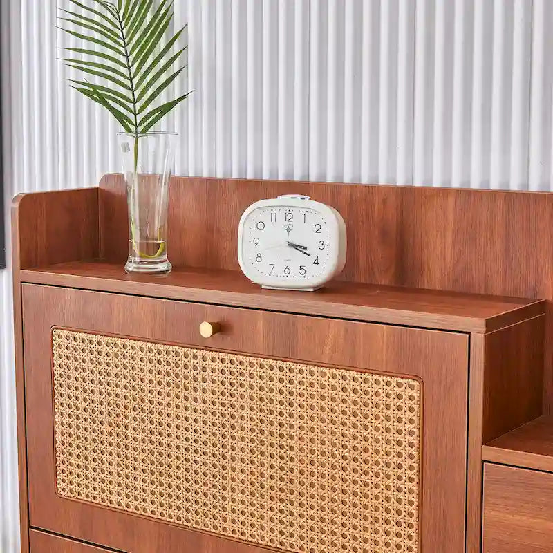 Modern minimalist storage cabinet, Japanese rattan shoe cabinet, bed top cabinet, small home furniture