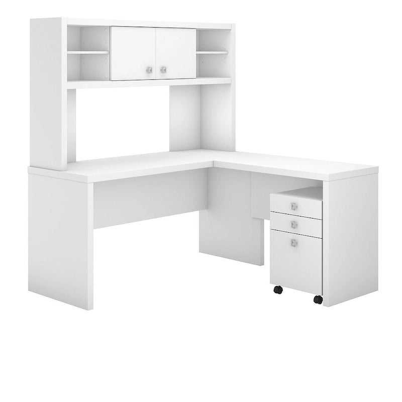 L Shaped Desk with Hutch and Drawers