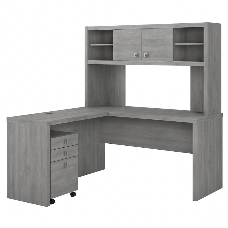 L Shaped Desk with Hutch and Drawers