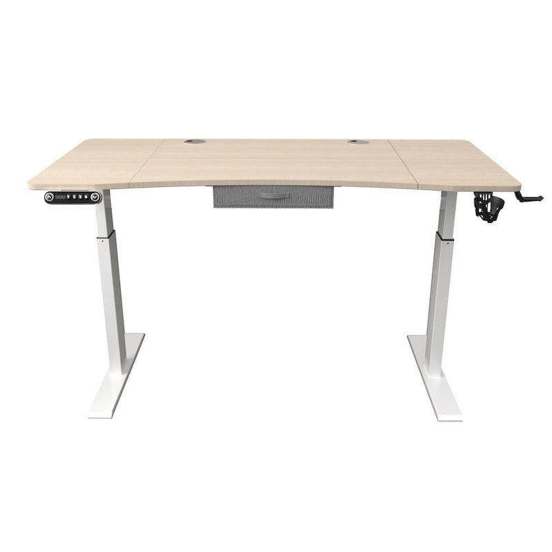 Adjustable Oak and White Wood and Metal Standing Desk