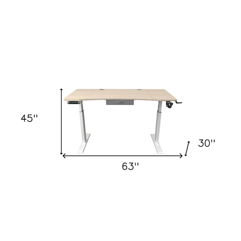Adjustable Oak and White Wood and Metal Standing Desk