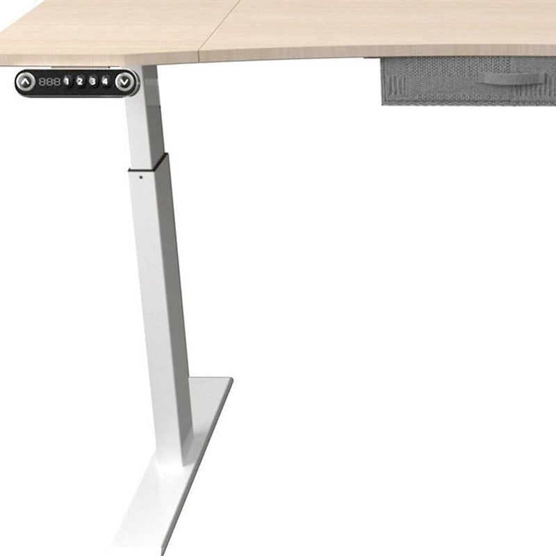 Adjustable Oak and White Wood and Metal Standing Desk