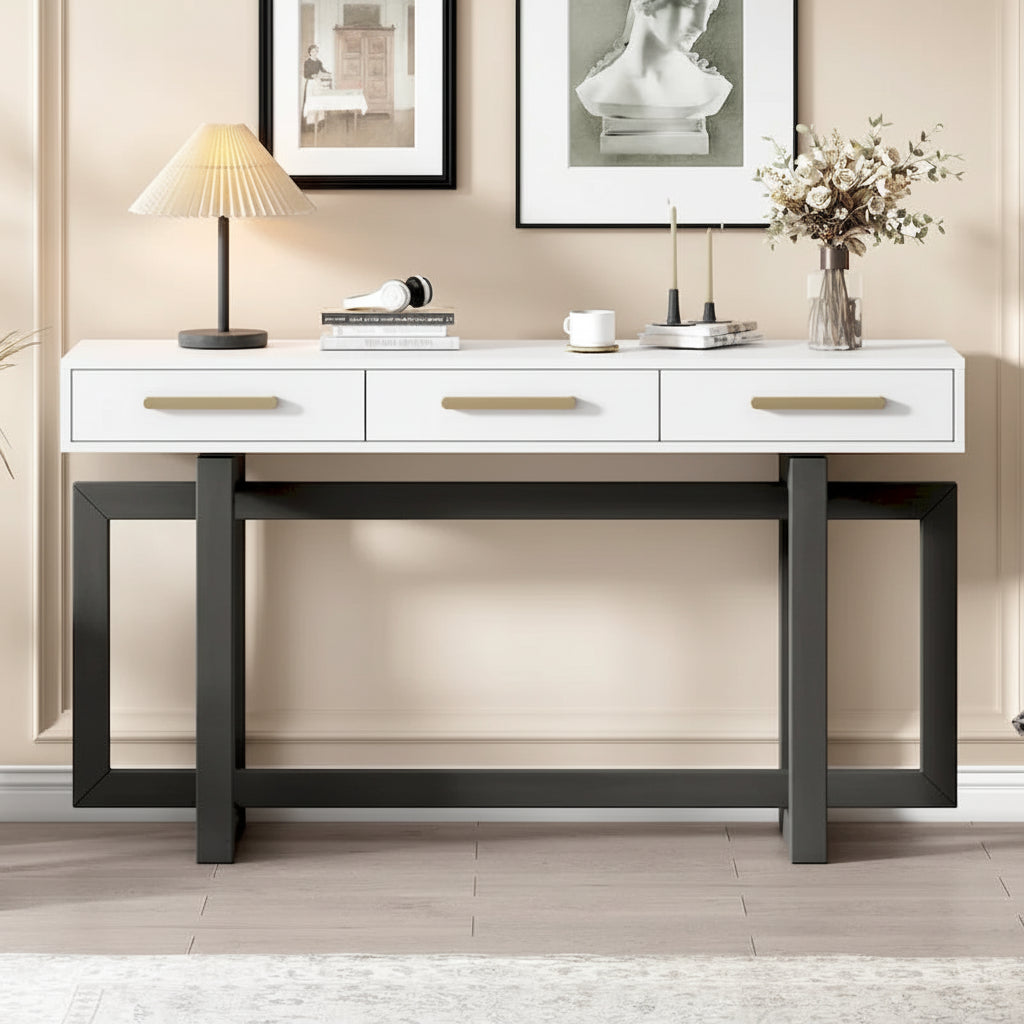 Elegant Console Table with Three Drawers, Extra Long Entryway Table for Entryway, Hallway, Living Room, Foyer, Corridor