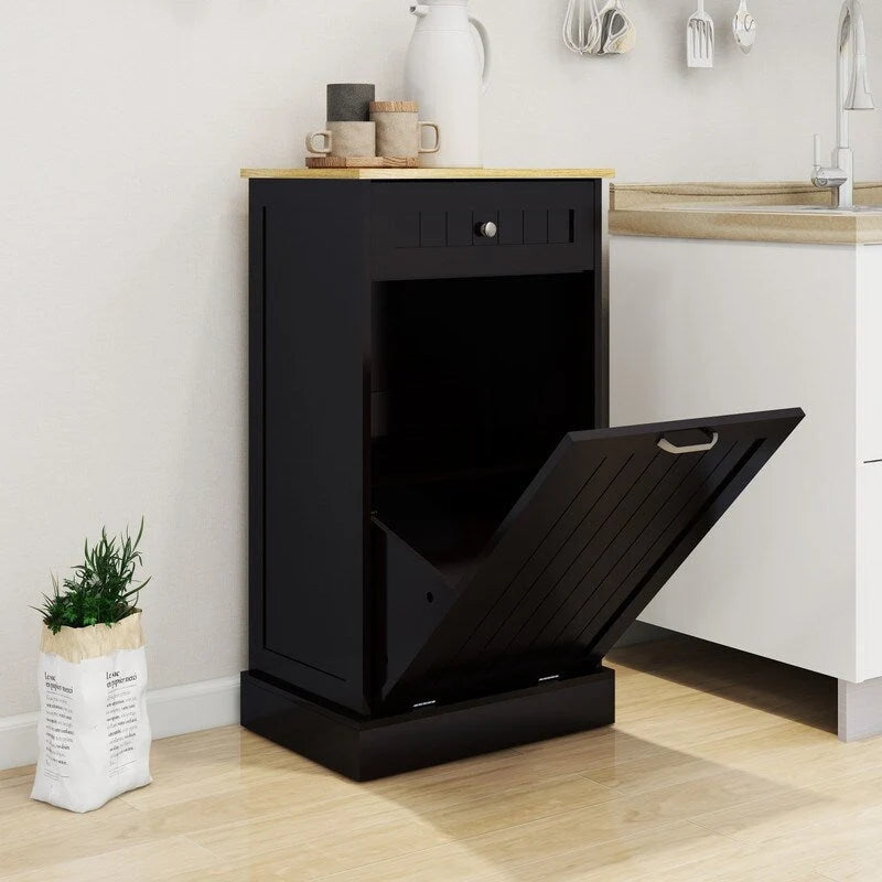 1 Drawers and 1-Compartment Tilt-Out Trash Cabinet Kitchen Trash Cabinet