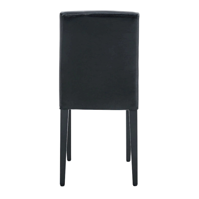 Leather Dining Chair Set of 2 High Back Armless Side Chair Soft Cushion Chair with Metal Legs for Living Room Kitchen