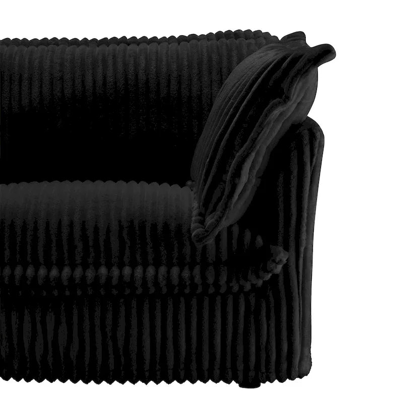 120 Corduroy L-Shaped 3-Seater Sectional with Convertible Ottoman, Removable Slipcover and Cloud-Like Cushions
