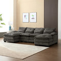 110.63 Modern U-Shaped Chenille 4 Seater Sectional Sofa with Double Cushions, 2 Chaise and High-Density Foam