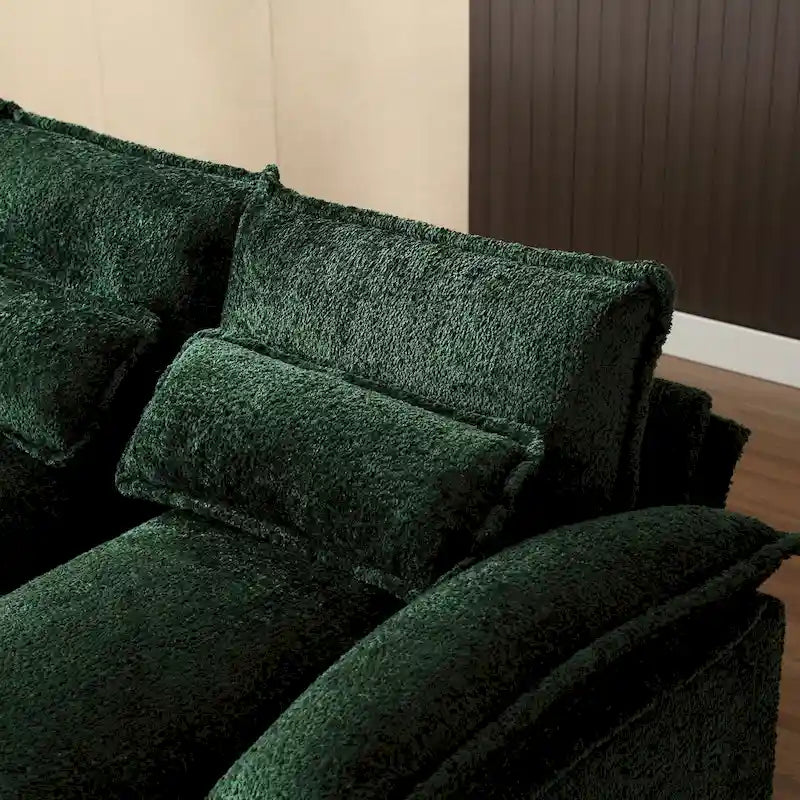 110.63 Modern U-Shaped Chenille 4 Seater Sectional Sofa with Double Cushions, 2 Chaise and High-Density Foam
