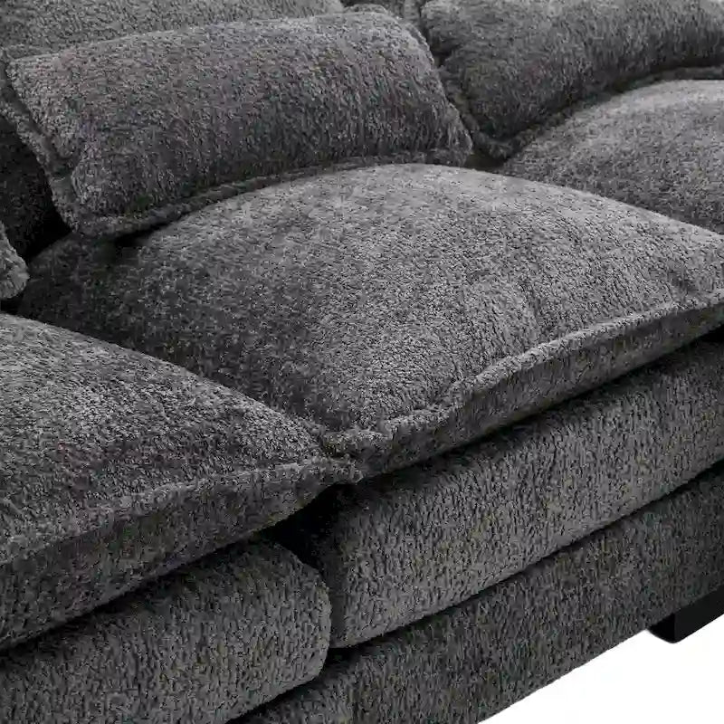 110.63 Modern U-Shaped Chenille 4 Seater Sectional Sofa with Double Cushions, 2 Chaise and High-Density Foam