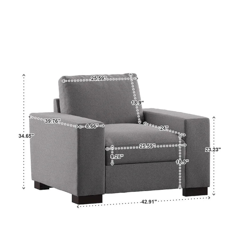 Grey Fabric Double Sided Down-Feather Filled Chair