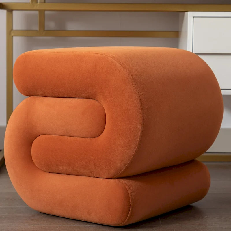 Modern S-shape Fabric Ottoman Makeup Stool Footstool