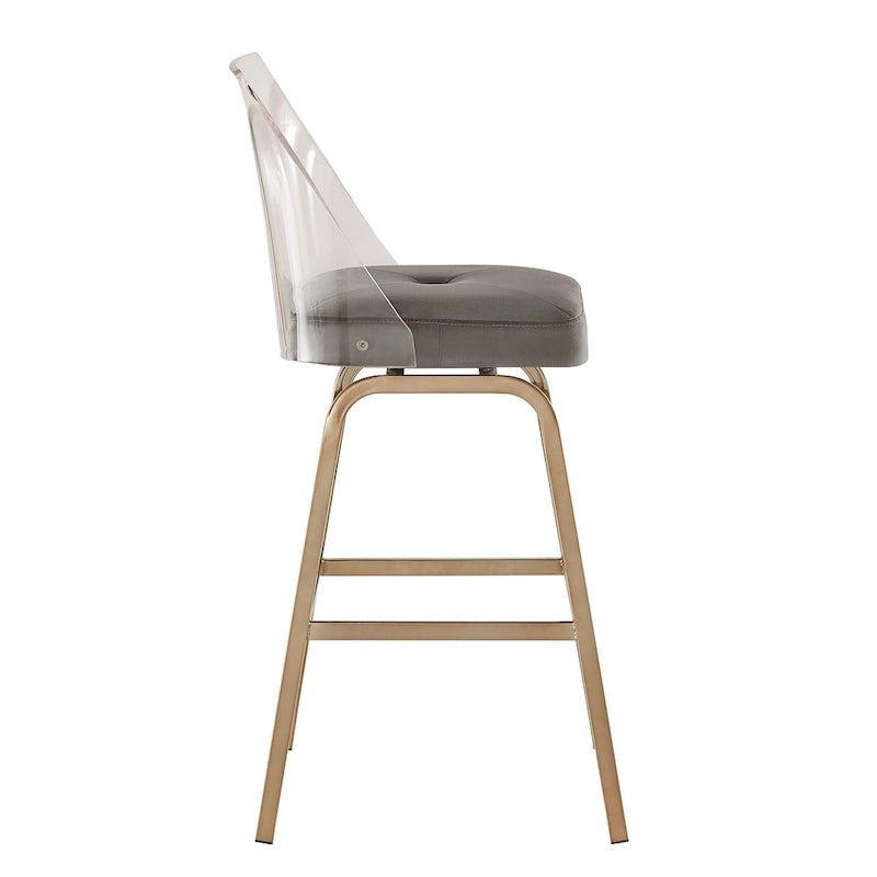Velvet Bar Height Swivel Stools (Set of 2)