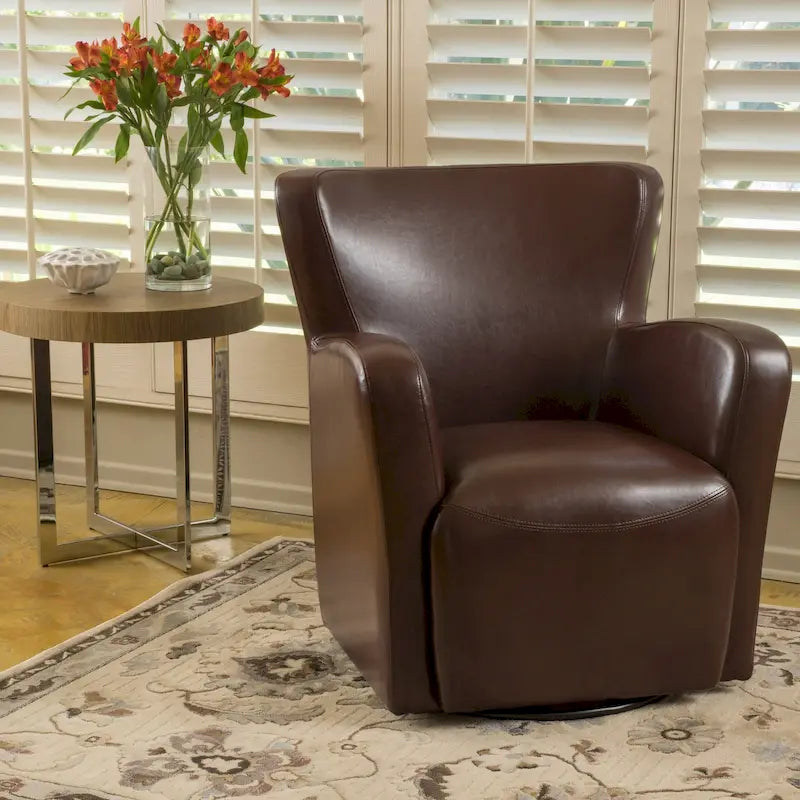 Bonded Leather Wingback Swivel Club Chair