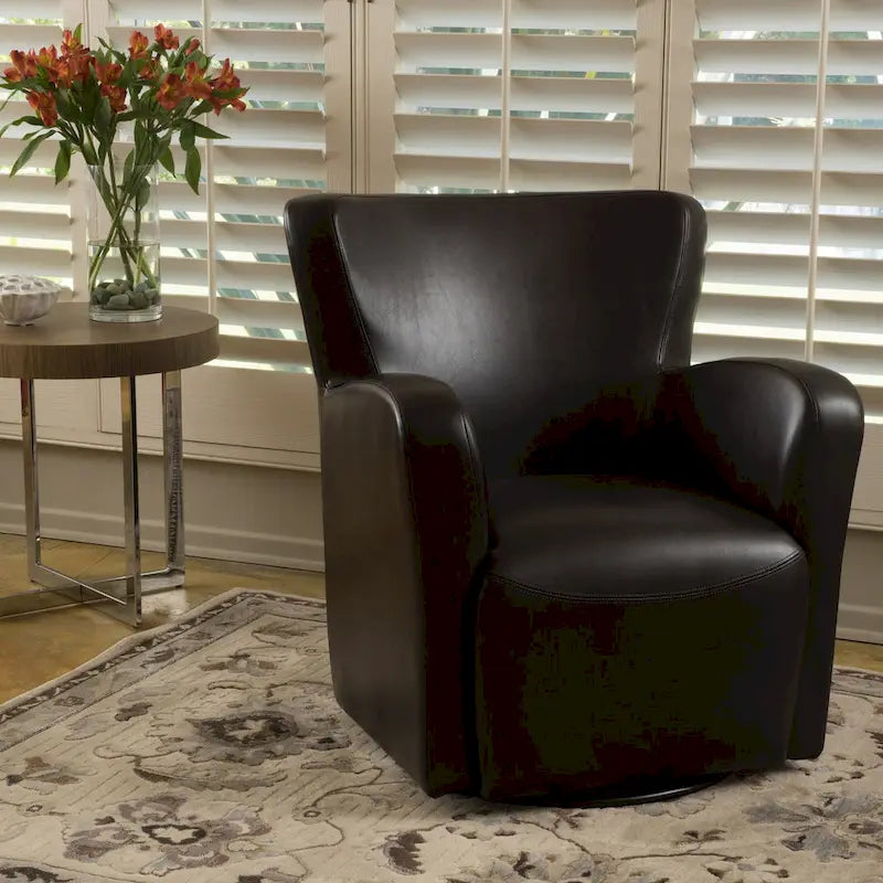 Bonded Leather Wingback Swivel Club Chair