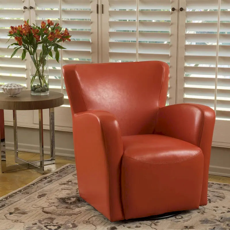 Bonded Leather Wingback Swivel Club Chair