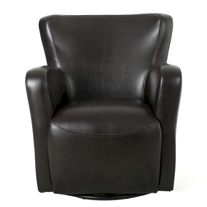 Bonded Leather Wingback Swivel Club Chair