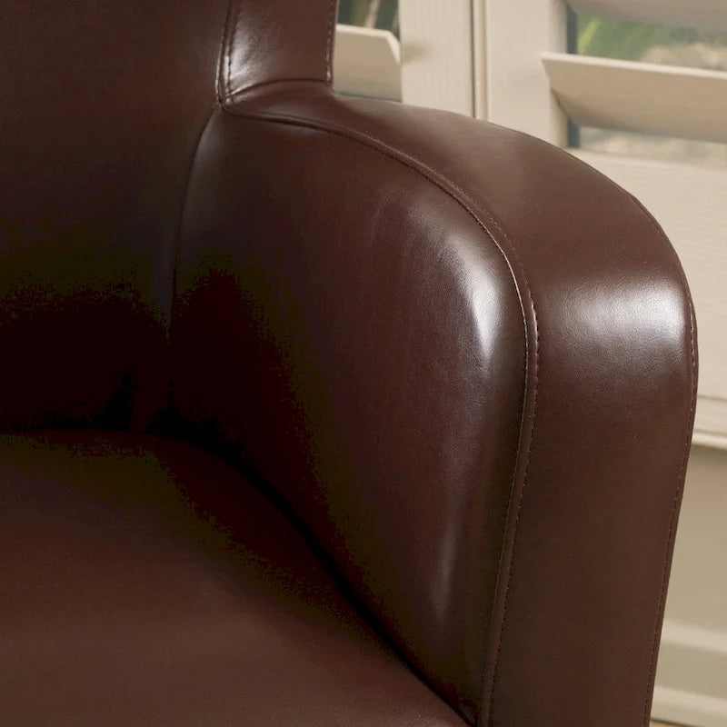 Bonded Leather Wingback Swivel Club Chair