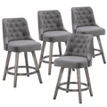 Tufted Swivel Bar Stool with Wood Grain Chair Legs Set of 4