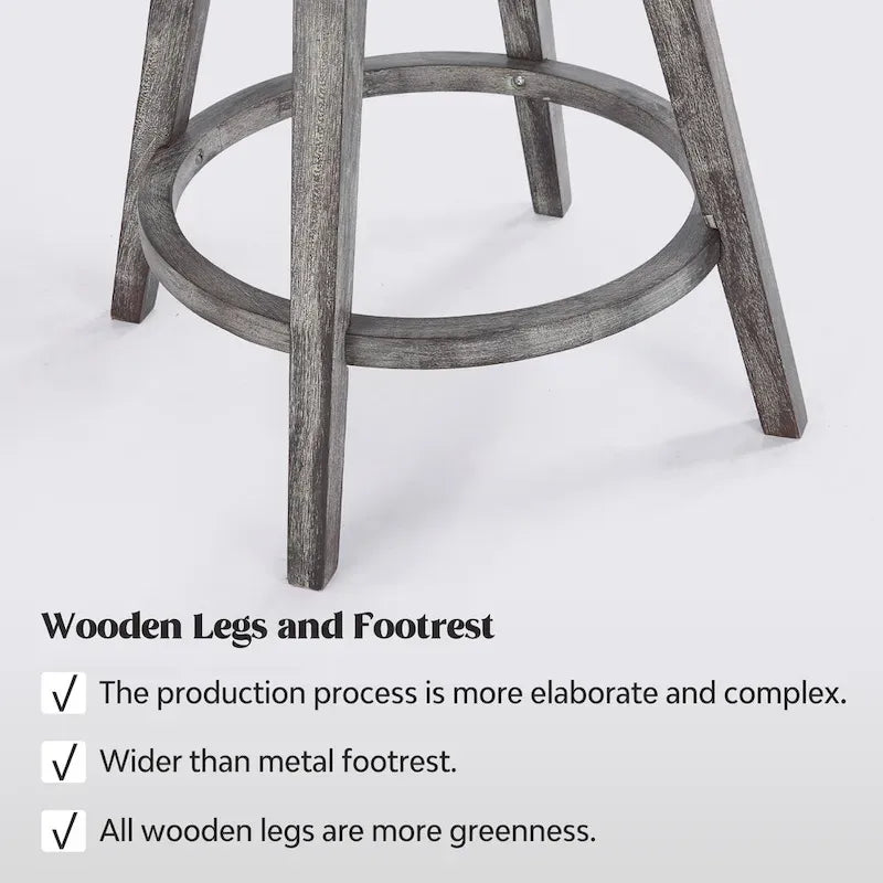 Tufted Swivel Bar Stool with Wood Grain Chair Legs Set of 4