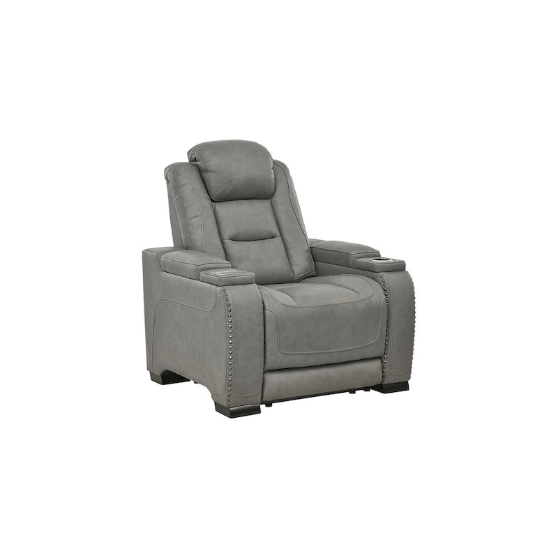 The Contemporary Power Recliner with Adjustable Headrest, Dove Gray