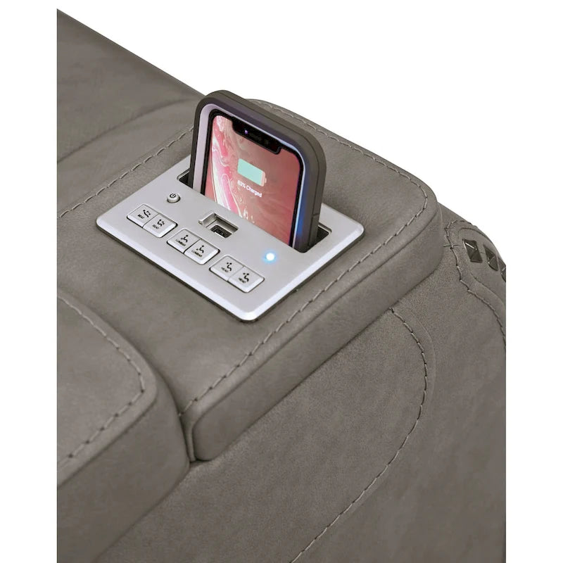 The Contemporary Power Recliner with Adjustable Headrest, Dove Gray