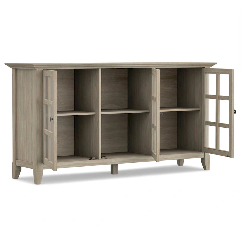 SOLID WOOD 62 inch Wide Transitional Wide Storage Cabinet - 62w x 18d x 34 h