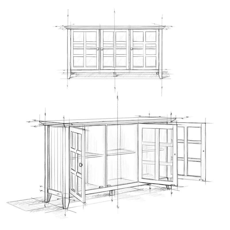 SOLID WOOD 62 inch Wide Transitional Wide Storage Cabinet - 62w x 18d x 34 h