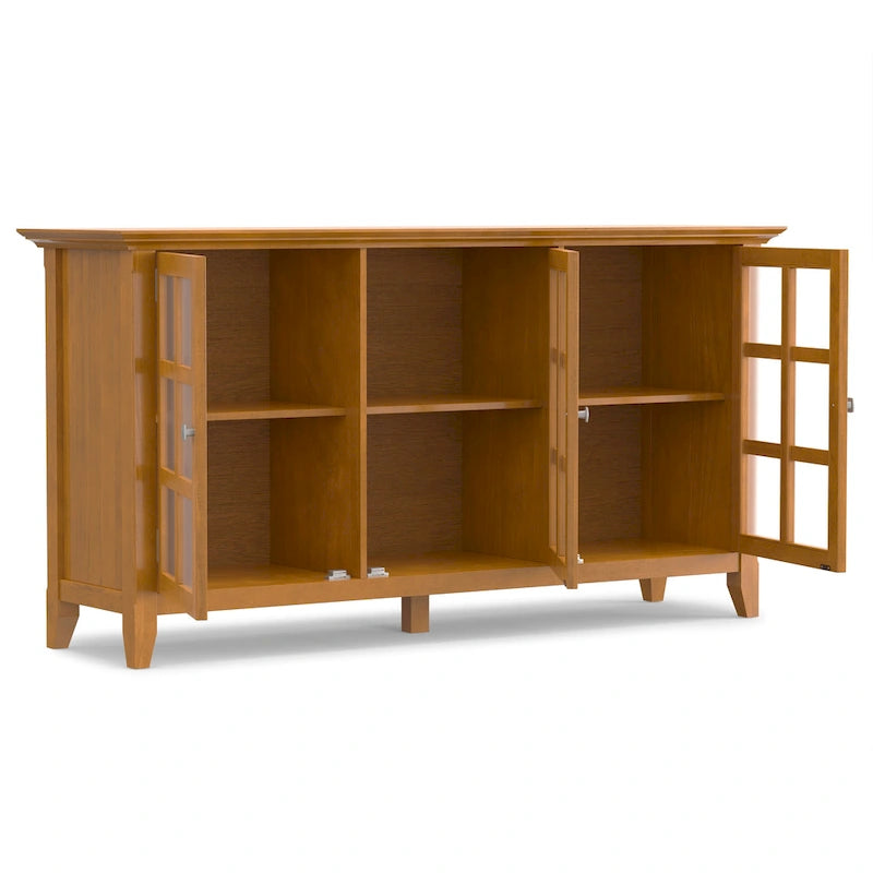SOLID WOOD 62 inch Wide Transitional Wide Storage Cabinet - 62w x 18d x 34 h