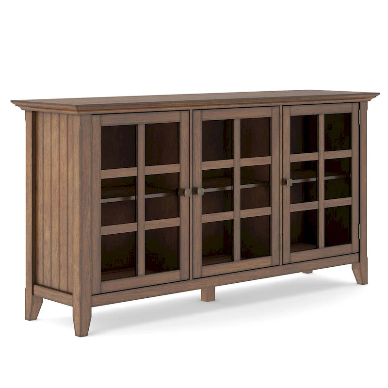 SOLID WOOD 62 inch Wide Transitional Wide Storage Cabinet - 62w x 18d x 34 h