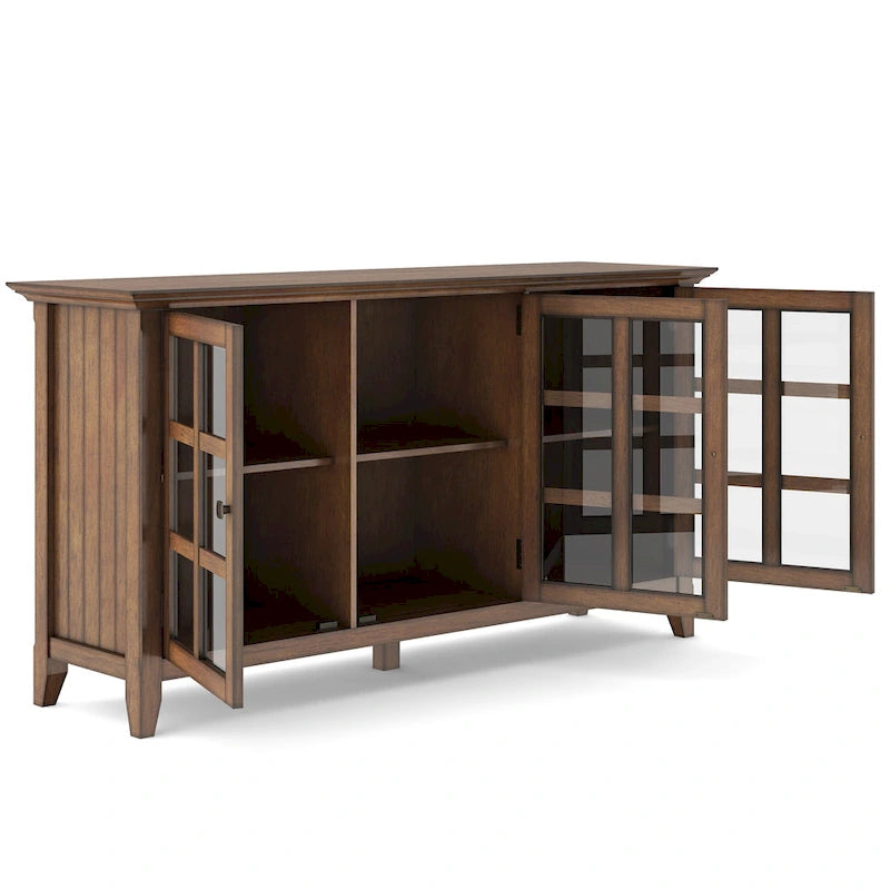 SOLID WOOD 62 inch Wide Transitional Wide Storage Cabinet - 62w x 18d x 34 h