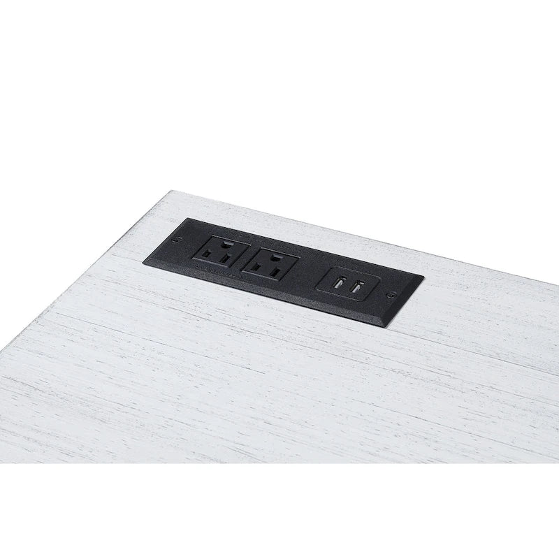 Metal Lift-top L-Shaped Computer Desk with USBs