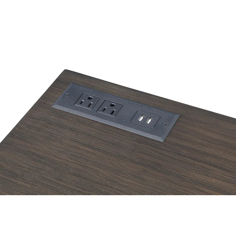 Metal Lift-top L-Shaped Computer Desk with USBs