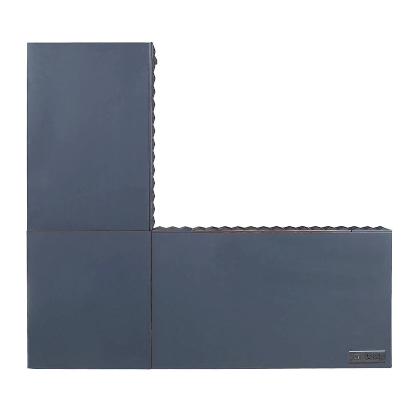 Metal Lift-top L-Shaped Computer Desk with USBs
