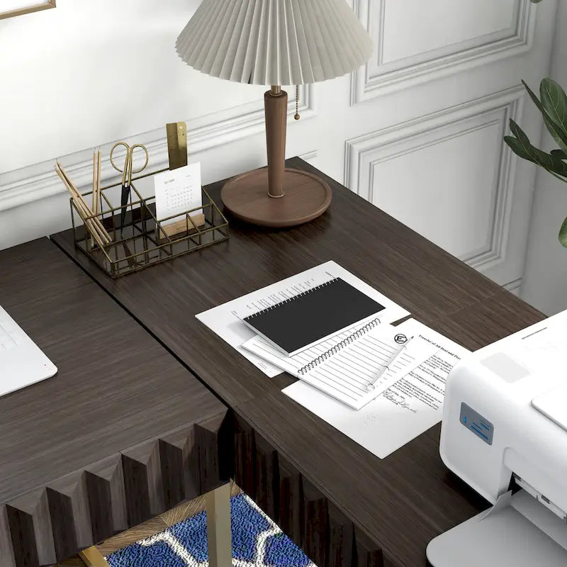 Metal Lift-top L-Shaped Computer Desk with USBs