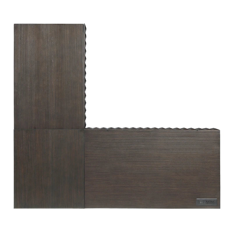 Metal Lift-top L-Shaped Computer Desk with USBs
