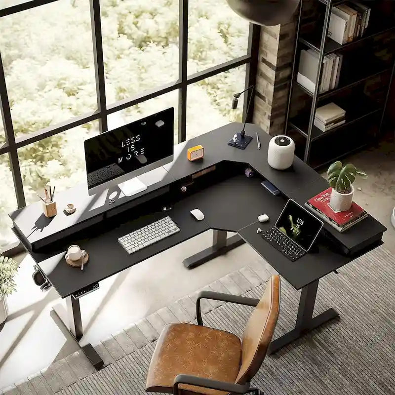 /Home Office Furniture/Brown&Black/Wood/Standing Desk/Desks