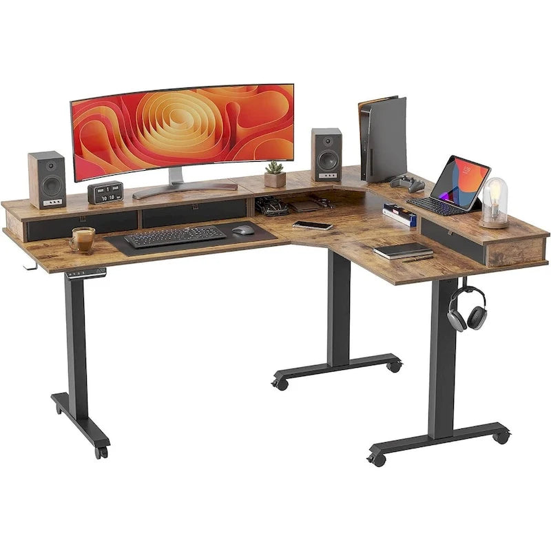 /Home Office Furniture/Brown&Black/Wood/Standing Desk/Desks
