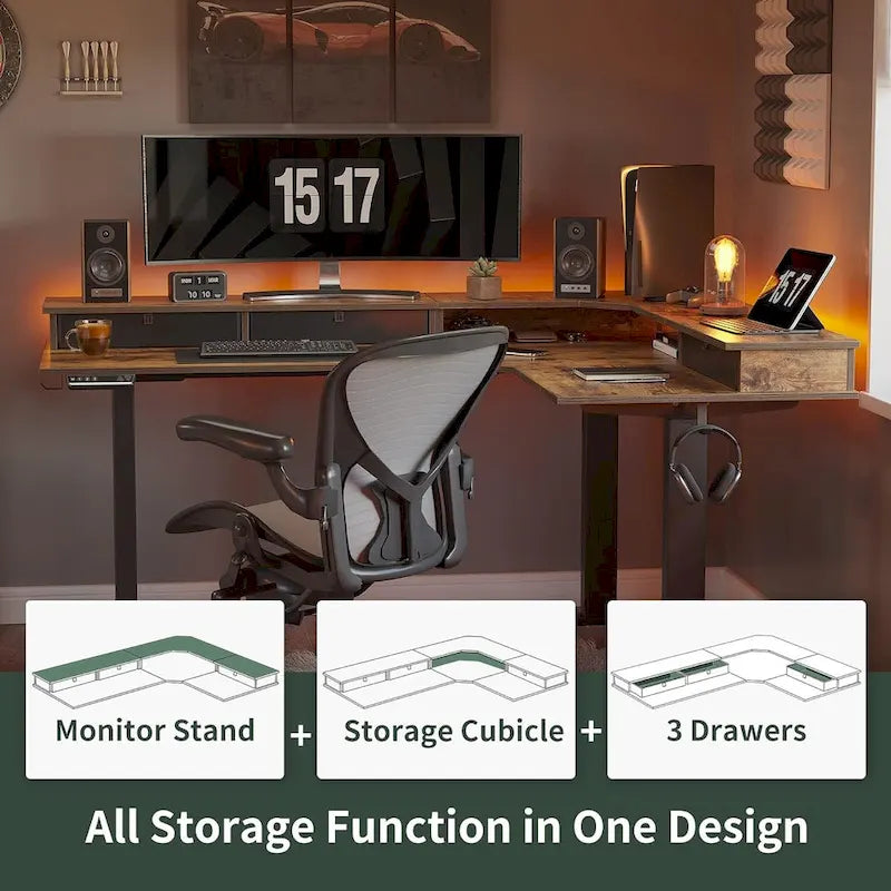 /Home Office Furniture/Brown&Black/Wood/Standing Desk/Desks