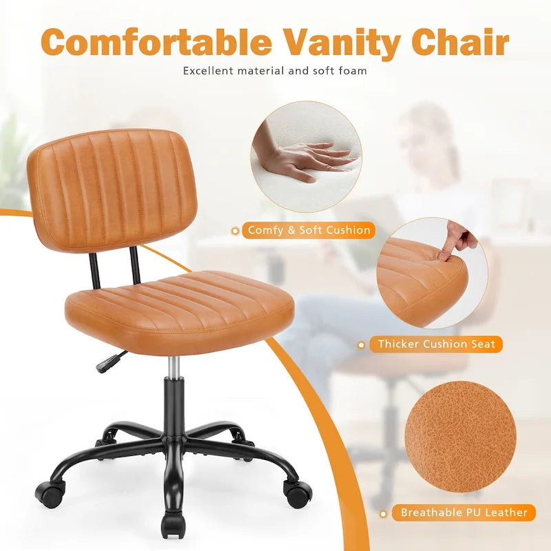 Low Back Task Chair Small Home Office Chair with Wheels