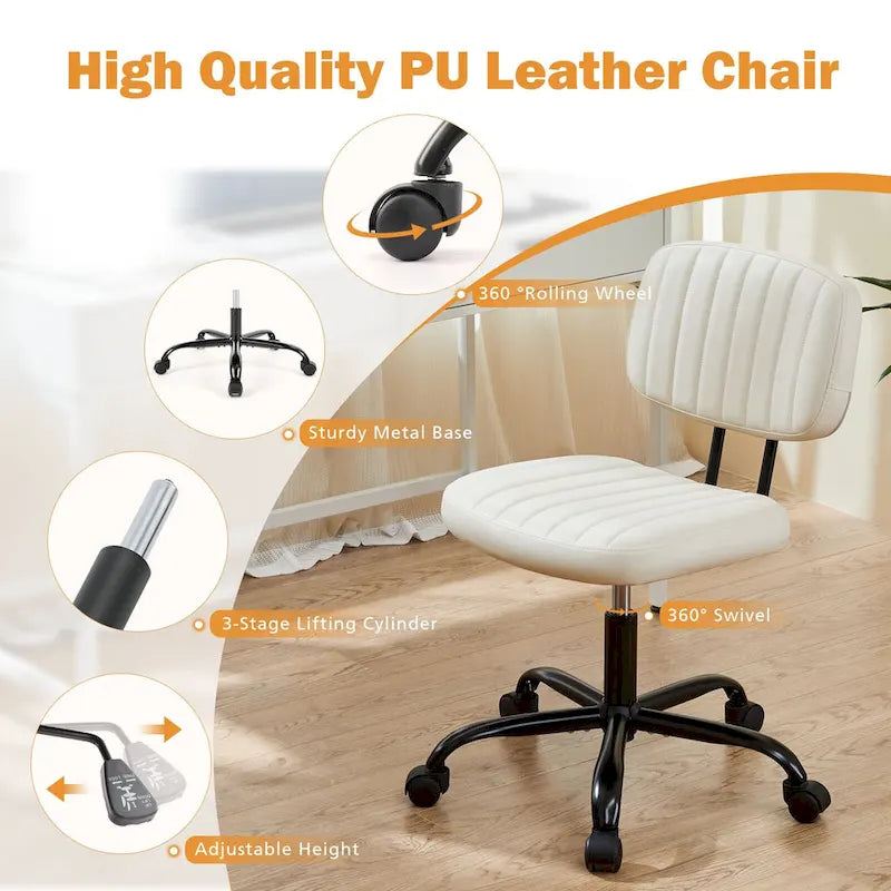 Low Back Task Chair Small Home Office Chair with Wheels