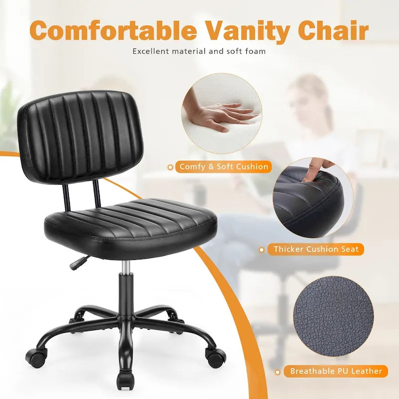 Low Back Task Chair Small Home Office Chair with Wheels